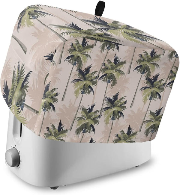 Toaster Dust Cover with Pockets, Tropical Plant Palm Tree Summer Beach Soft Washable 2 Slice Cover, Dust-proof
