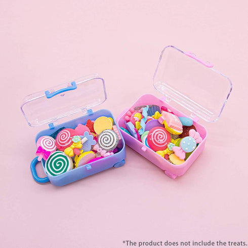 AUEAR 2 Pack Mini Suitcase Boxes, Plastic Candy Small Reception Gift Travel Case for Wedding Party Decoration (Pink &