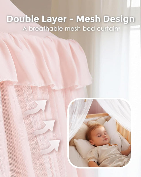 25.6''x106'', little dove Bed Canopy with Star Lights, Double Layer Canopy for Bed, Princess Play Tent for Girls Room