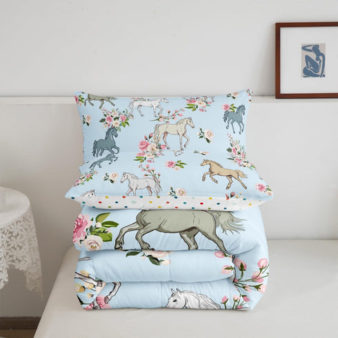 Set, Set 2 Erosebridal Horse Quilt Queen Size, Farmhouse Western Cowboy Cowgirls Duvet Insert for Kids Boys Girls
