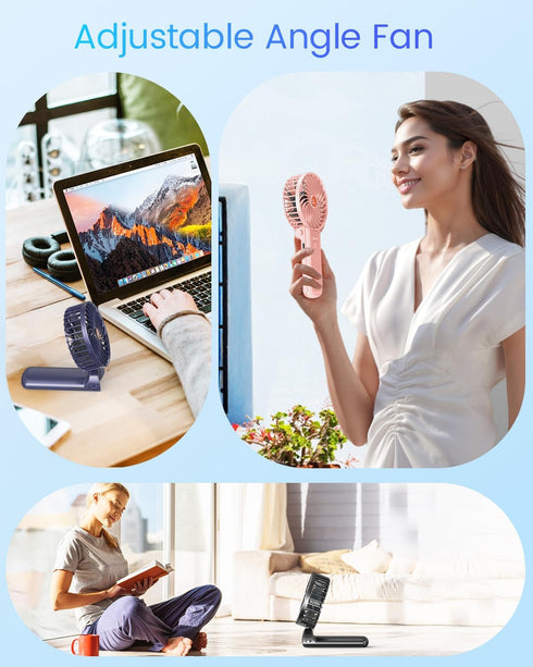 Rechargeable Portable Handheld Mini Fan: Small Foldable Personal Fan with 180° Adjustable 4 Speed Wind for Travel, Black