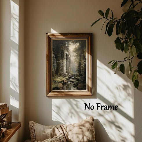 Dark Forest Wall Art 16x24inch, Gothic Landscape Poster and Vintage Castle Canvas Prints No Frame
