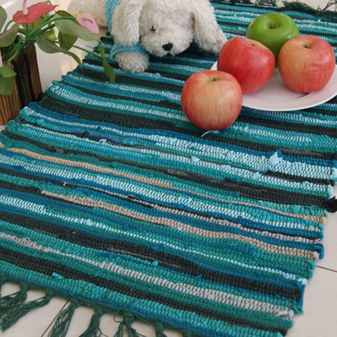 Chindi Rag Rug, Multi Color Striped Area Rug, Machine Washable Cotton, 20'' x 31"