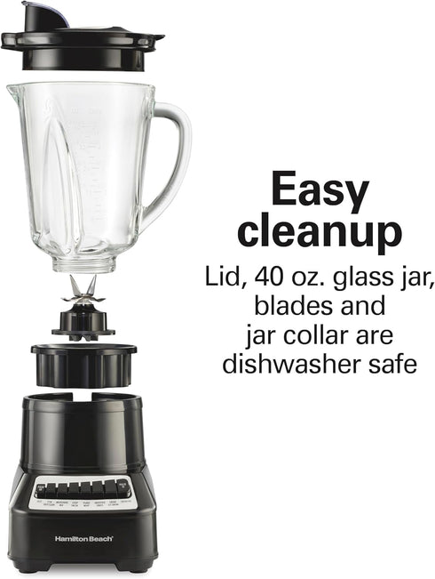 Hamilton Beach Wave Crusher Blender for Shakes and Smoothies, 40 Oz Glass Jar, 700 Watts, Black & Stainless Steel