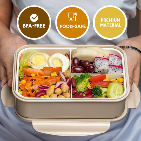 LOVINA Bento Box for Adults and Kids - 1400ML Portable Meal Holder with Spoon & Fork, Leak-Proof, BPA-Free