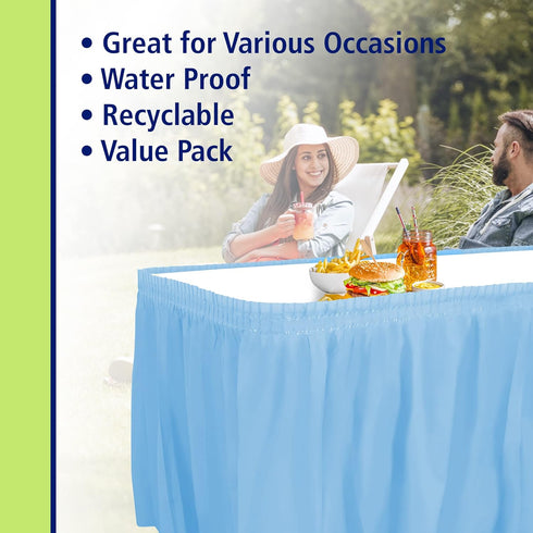 Party Dimensions Plastic Table Skirt, Light Blue, 29-Inches by 14-Feet - 1 Pack