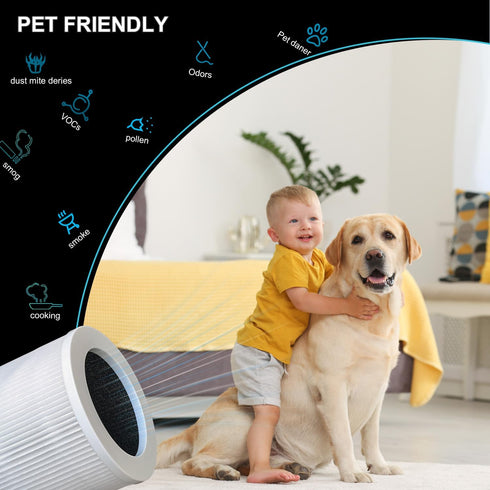 A1 Replacement Filter, Compatible with VEWIOR A1 Air Purifier, 3-in-1 True HEPA Replacement, 2-PACK