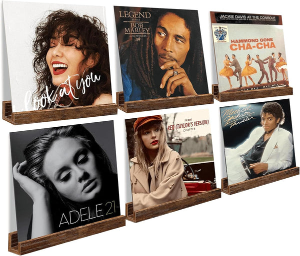 Vinyl Record Shelf Wall Mount, 12 inch Wooden Album Record Holder Display,