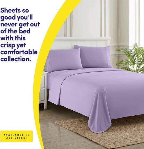 1500 Supreme Collection Twin XL Sheet Sets, Lavender, 3 Piece Bed Sheets and Pillowcase Set