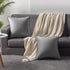 DEZENE Decorative Pillow Cases, 24x24 Light-Grey, 2 Pack Cozy Soft Pom-poms Velvet Square Throw Pillow Covers