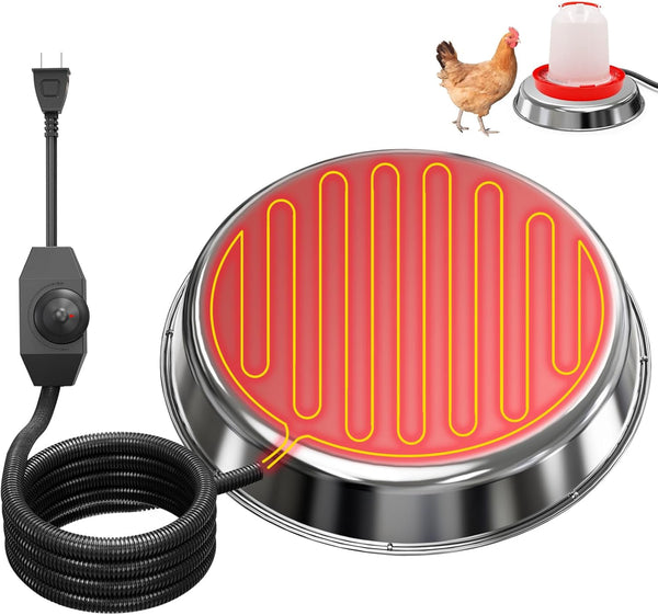 Chicken Water Heater for Winter,14" Heating Base for Metal/Plastic Chicken Waterer Poultry