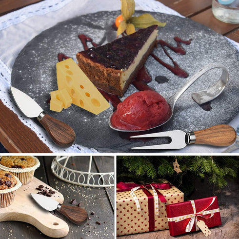 Cheese Knife Set 14 Piece, Stainless Steel Cheese Knives, Charcuterie Boards Accessories, Butter Spreader Knife with Corkscrew Wine Opener and Pourer - Premium Gift Box by ANBFF
