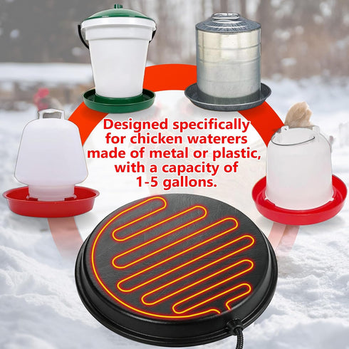 Winter,14 Inch 80W,Chicken Poultry Chicken Water Heater - KOKOPRO Poultry Water Heater Base for for Plastic/Metal