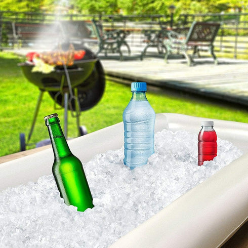 Pack of 2 Inflatable Cooler Serving Bar, Salad Ice Tray for Food Drinks, BBQ Picnic Pool Party Supplies