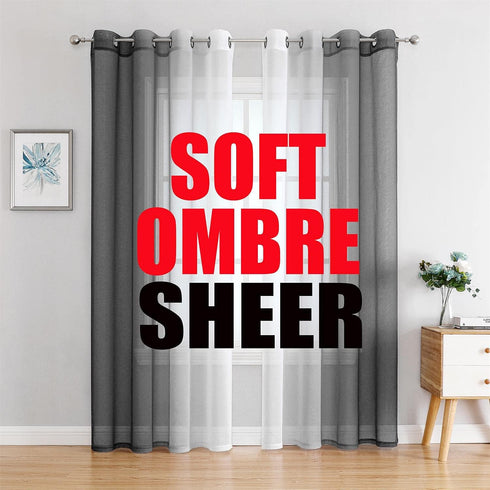 G2000 Sheer & Drapes 84 Inch Grey and White Ombre Curtains for