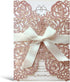 20PCS 5.12 x 7.28'' Laser Cut Wedding Invitations Cards with Envelopes, Hollow Rose Pocket with Bowknot for Bridal