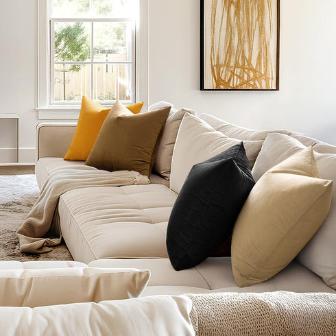 MIULEE Velvet Throw Pillow Covers - Pack of 2, 18x18 Inch, Black, Super Soft Decorative Square Cushion Cases for Home