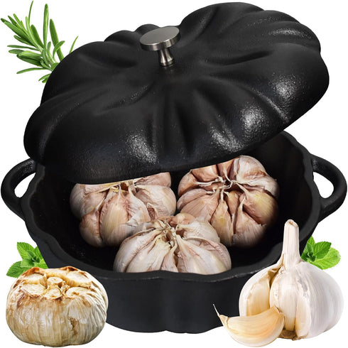 Cast Iron Garlic Roaster for Kitchen Grill Oven, Indoor or Outdoor BBQ Grill Garlic Tools, Garlic Baker