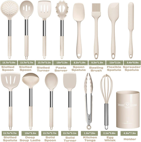 Stainless Steel Kitchen Cooking Utensil Set, Umite Chef 15 pcs Utensils - Nonstick Cookware Set Spatula -Kitchen Gadgets Tools Gift by Umite Chef
