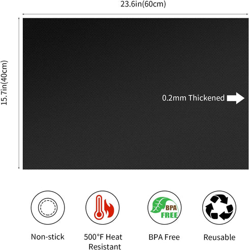 Oven Liners for Bottom of Oven, 23.6x15.7 Inch Heavy Duty Non-stick Reusable Mat for Gas Electric Oven