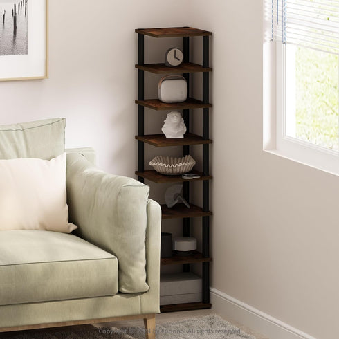 8-Tier Closet, Furinno Turn-N-Tube Corner Shelf, Display Rack, Vertical Corner Storage Rack, Space Saving Organization