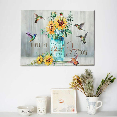 Bulldog Leather Works Abstract Hummingbird Sunflower Wall Art Canvas Inspirational Quotes Poster, 12x16 Inch