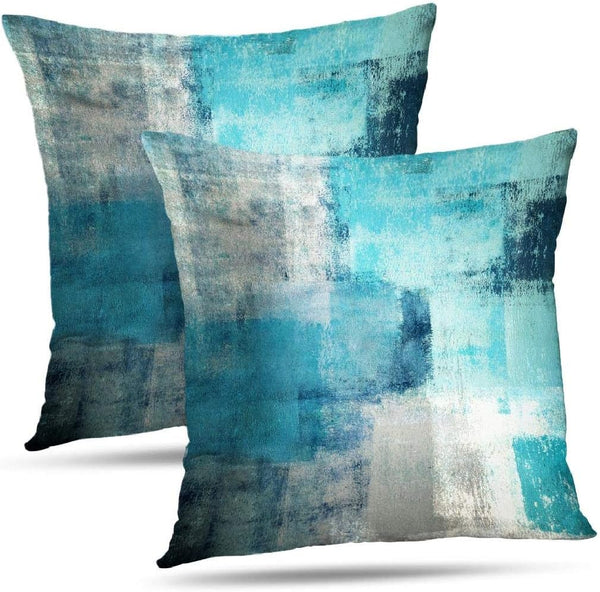 Turquoise Throw Pillow Covers 20x20 Teal, 2 Pack Square Decorative Cushion for Farmhouse Home Decor