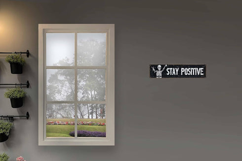 FWBOYSV 4x16in Stay Positive Metal Wall Sign Boho Inspirational Plaque for Bedroom Office Living Room Nursery Home