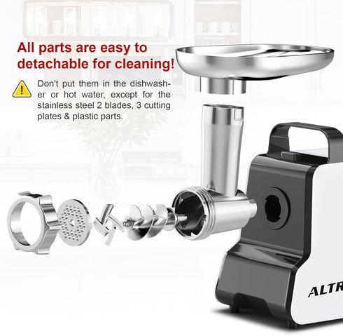 2300W 2 3 Electric Meat Grinder, Max, Heavy Duty Sausage Stuffer with Blades, Grinding Plates, Sausage Tube & Kubbe