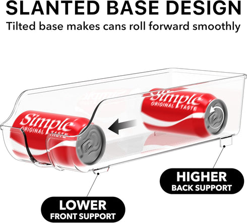 Set 2 Simple Houseware Soda Can Organizer and Dispenser for Refrigerator / Pantry, Clear