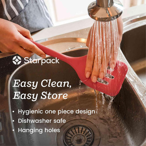 Starpack 'Head Turner' Premium Silicone Turner Spatula - High Heat Resistant, Slotted Non-Stick Rubber