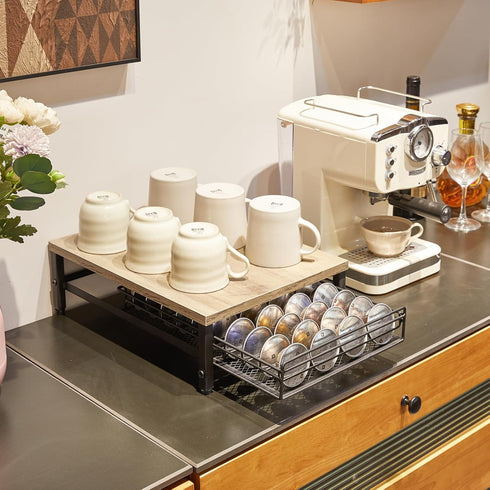 IBUYKE Coffee Pod Drawer Holder for Nespresso, 40 Capacity Capsule Pods Storage Organizer, Compact Under Coffee Pot