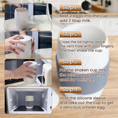 4 100% Professional Ceramic Egg Cooker for Microwave, Quick Scrambled Egg Maker Holds Up to Eggs, Easy & Healthy