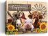 Beabalea Farmhouse Animals Canvas Wall Art - Rustic Sunflowers, Donkey, Cow, Pig Pictures for Bedroom, Bathroom, Living