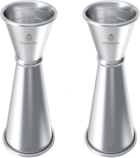 Homestia Double Cocktail Jigger for Bartending - 2 OZ 1 OZ Japanese Premium 304 Stainless Steel, 2 Pcs