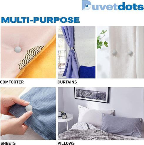 Duvetdots Gray Keyless Duvet Clips, Pack of 8 Comforter Fasteners, Safe Locking, Holds up to 10lbs