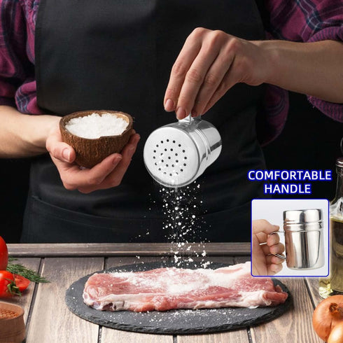 Stainless Steel Dredge Shaker, 6 Oz Spice Shakers with Handle, Fine Powder Shakers for Baking Seasoning