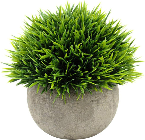 Ogrmar 4PCS Mini Plastic Artificial Plants in Pot - Small Faux Greenery for Bathroom & House Decorations