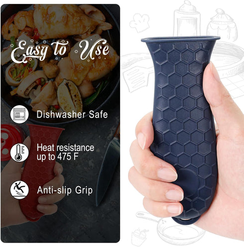 Joyhalo Joyhalo Cast Iron Skillet Handle Cover, 6 Pack Pot Handle Covers Heat Resistant, Cast Iron Pan Handle Covers, Silicone Pot Handle Sleeve Covers, Silicone Handle for Cast Iron Skillet, Navy by joyhalo