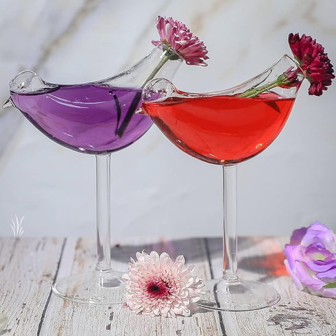 SuproBarware Cocktail Glass - Clear Wine Glasses Set of 2 Goblet Beverage Glass 5 Ounce for Party Wedding