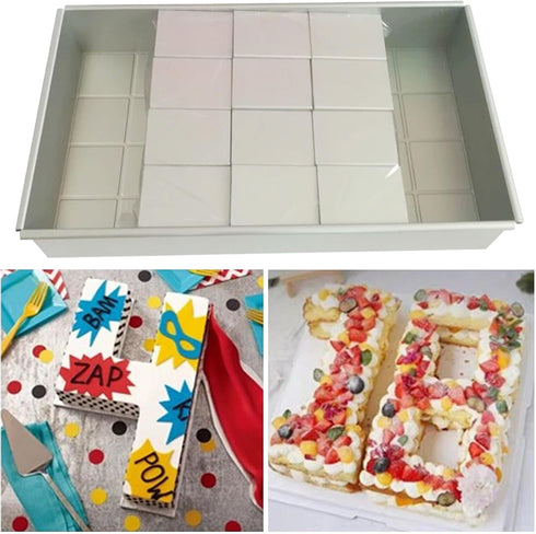 Woohome Cake Tins Non-Stick Baking Mould Set - Adjustable DIY Numbers and Letters Baking Moulds