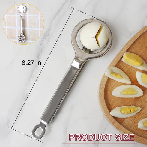 Best Utensils Stainless Steel Egg Slicer - Divides Hard Boiled Eggs Into 6 Segments