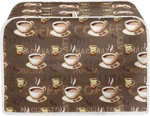 Coffee Design 2 Slice Toaster Dust Covers, Decorative Lotus Print, Stain Resistant Kitchen Appliance Cover