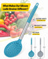 Kitchen Ladle Strainer Set of 2, Large Slotted Spoon with High Heat Resistant BPA Free Non Stick Cooking Skimmers (Grey