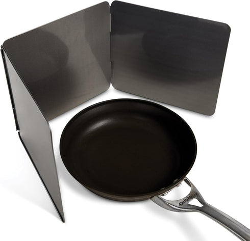 HIC Kitchen 3-Sided Splatter Guard, Non-Stick Carbon Steel, Heat Safe, Folds Flat for Storage