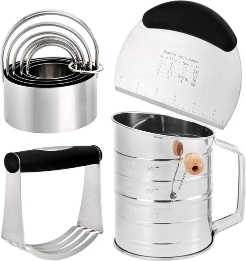 Tosnail Pastry Cutter Set - 8 Pieces Stainless Steel Professional Dough Tools for Baking Cookies and Donuts