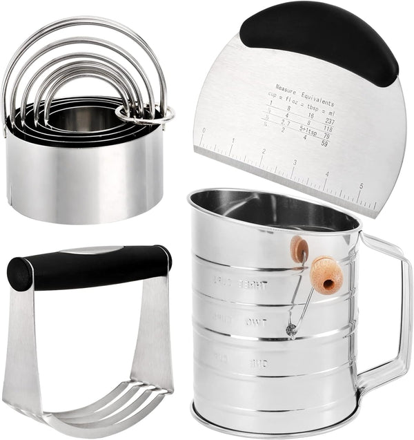Tosnail Pastry Cutter Set - 8 Pieces Stainless Steel Professional Dough Tools for Baking Cookies and Donuts
