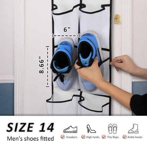 2PK 12 Large Pockets Over Door Hanging Shoe Organizer