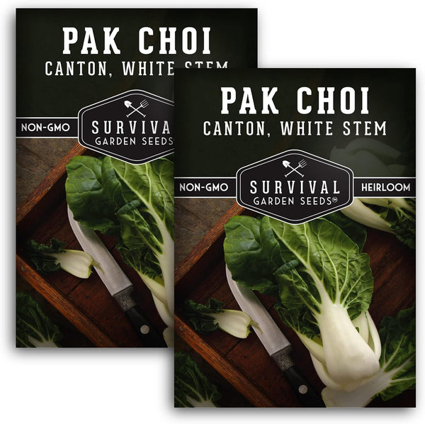 Survival Garden Seeds - Canton White Stem Pak Choi or Bok Choy