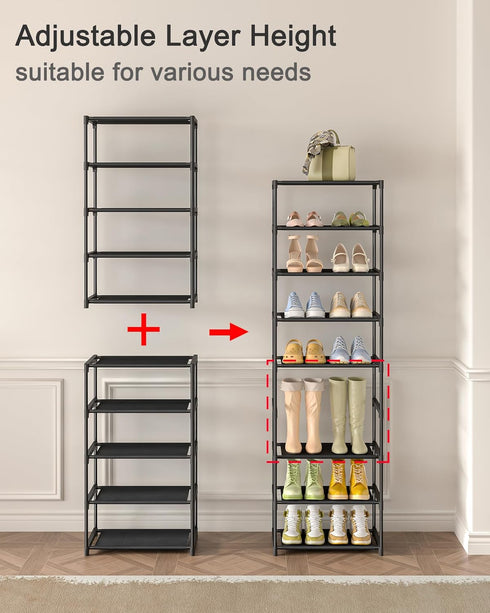 5-Tier (16.3" Closet, Autonomier Extra Small Shoe Rack Wide), Narrow Space-Saving Organizer for Small Spaces, Non-Woven